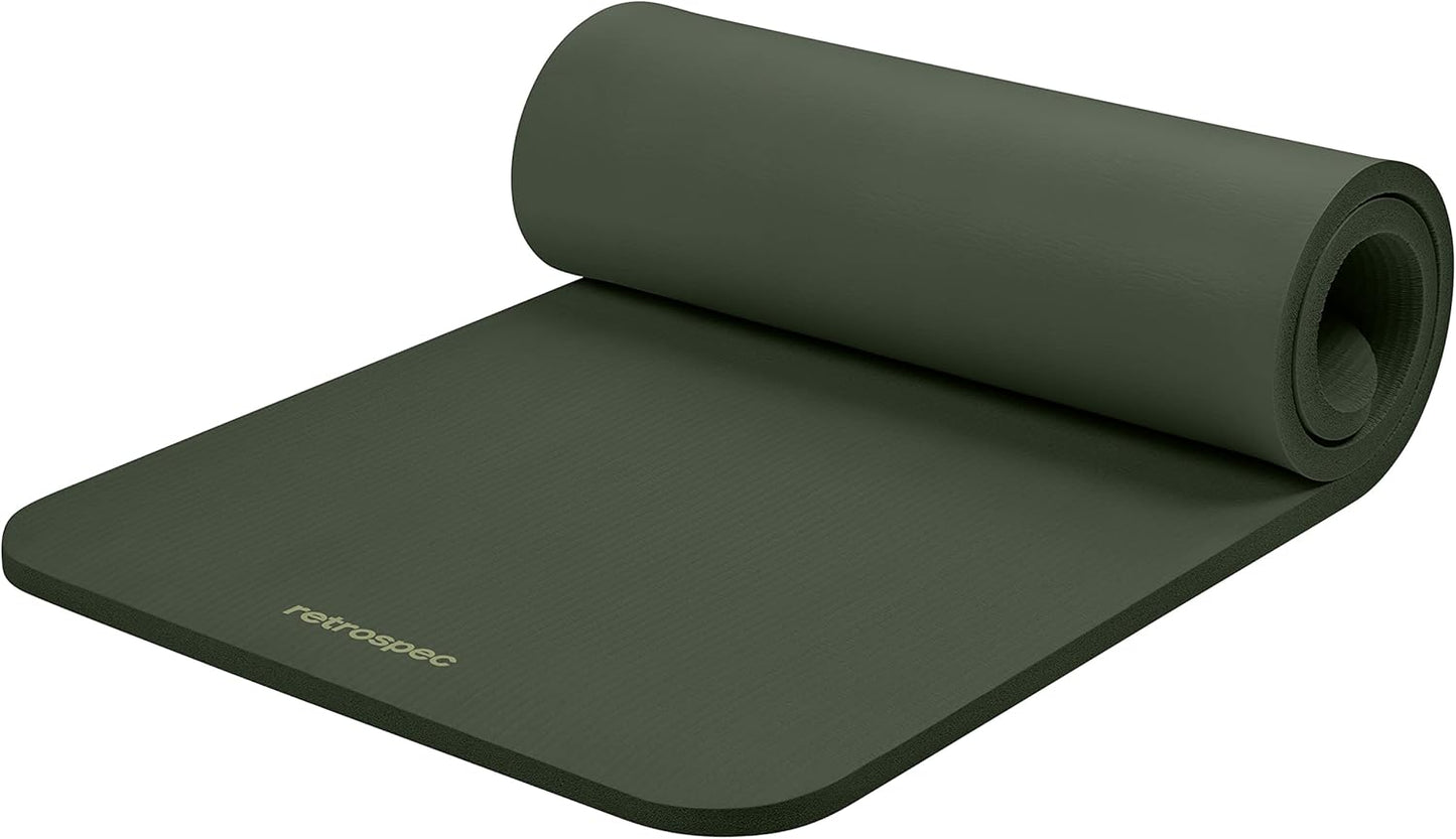 Retrospec Solana Yoga Mat 1" & 1/2" Thick w/Nylon Strap for Men & Women