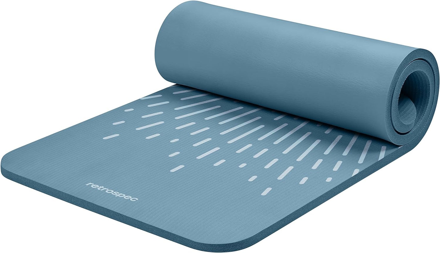 Retrospec Solana Yoga Mat 1" & 1/2" Thick w/Nylon Strap for Men & Women