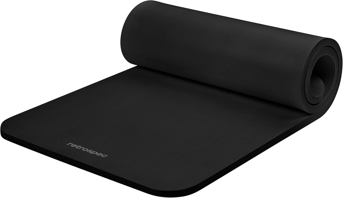 Retrospec Solana Yoga Mat 1" & 1/2" Thick w/Nylon Strap for Men & Women