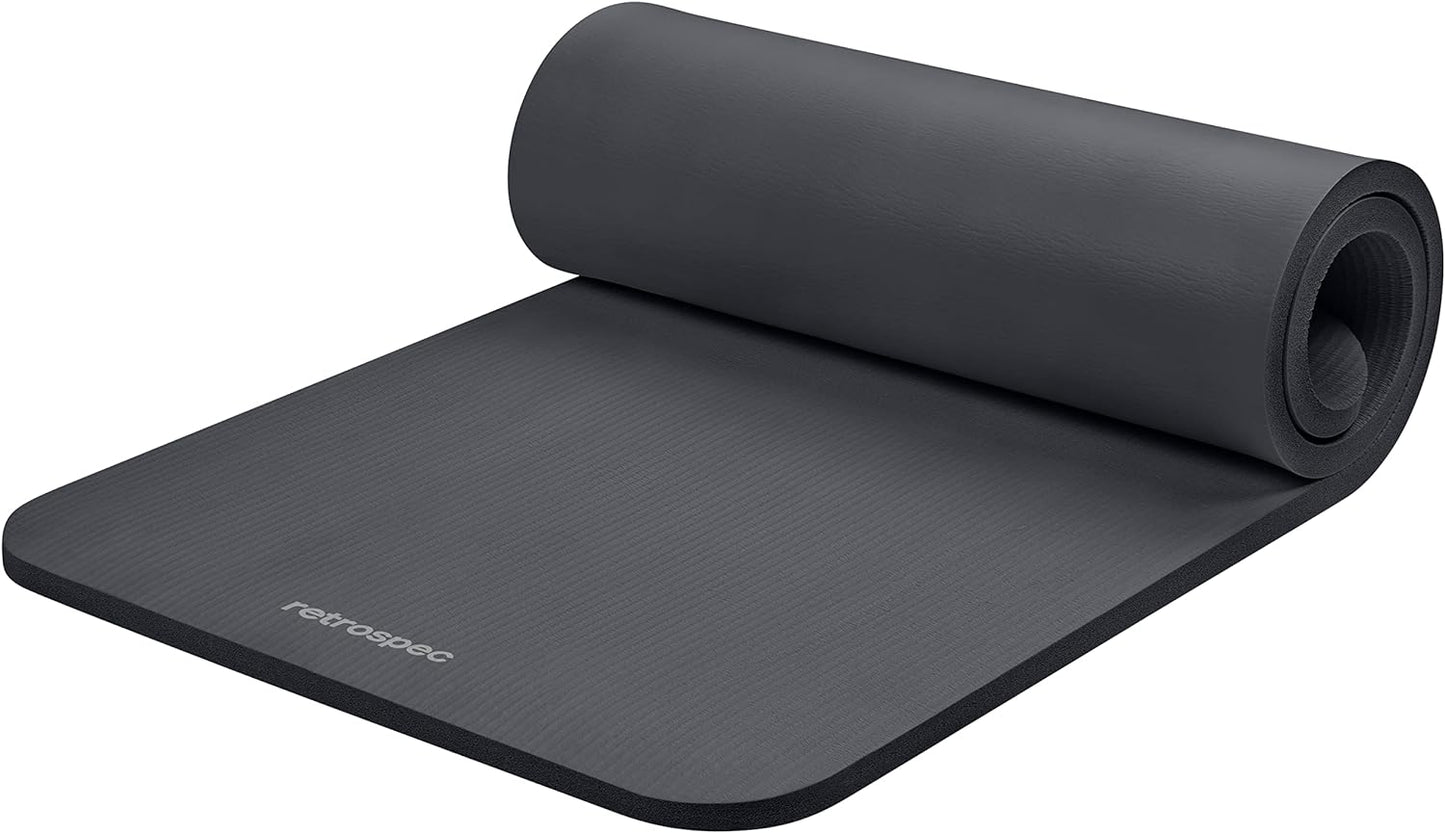 Retrospec Solana Yoga Mat 1" & 1/2" Thick w/Nylon Strap for Men & Women