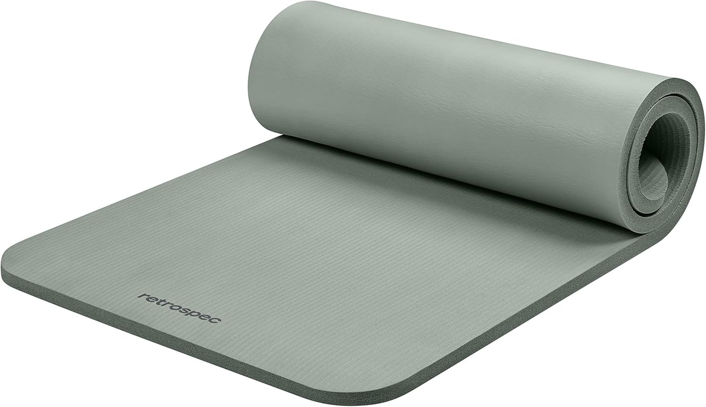 Retrospec Solana Yoga Mat 1" & 1/2" Thick w/Nylon Strap for Men & Women