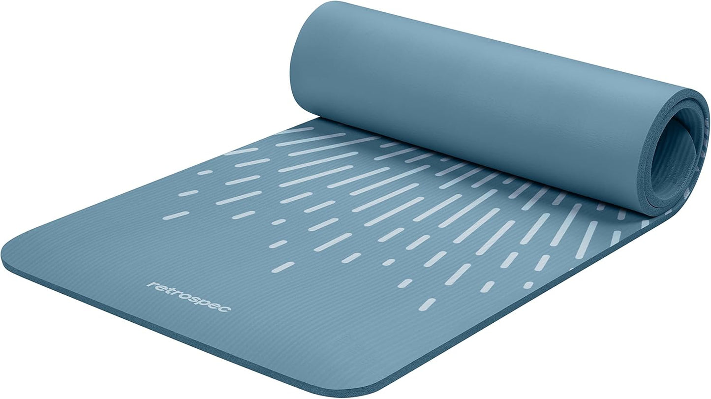 Retrospec Solana Yoga Mat 1" & 1/2" Thick w/Nylon Strap for Men & Women