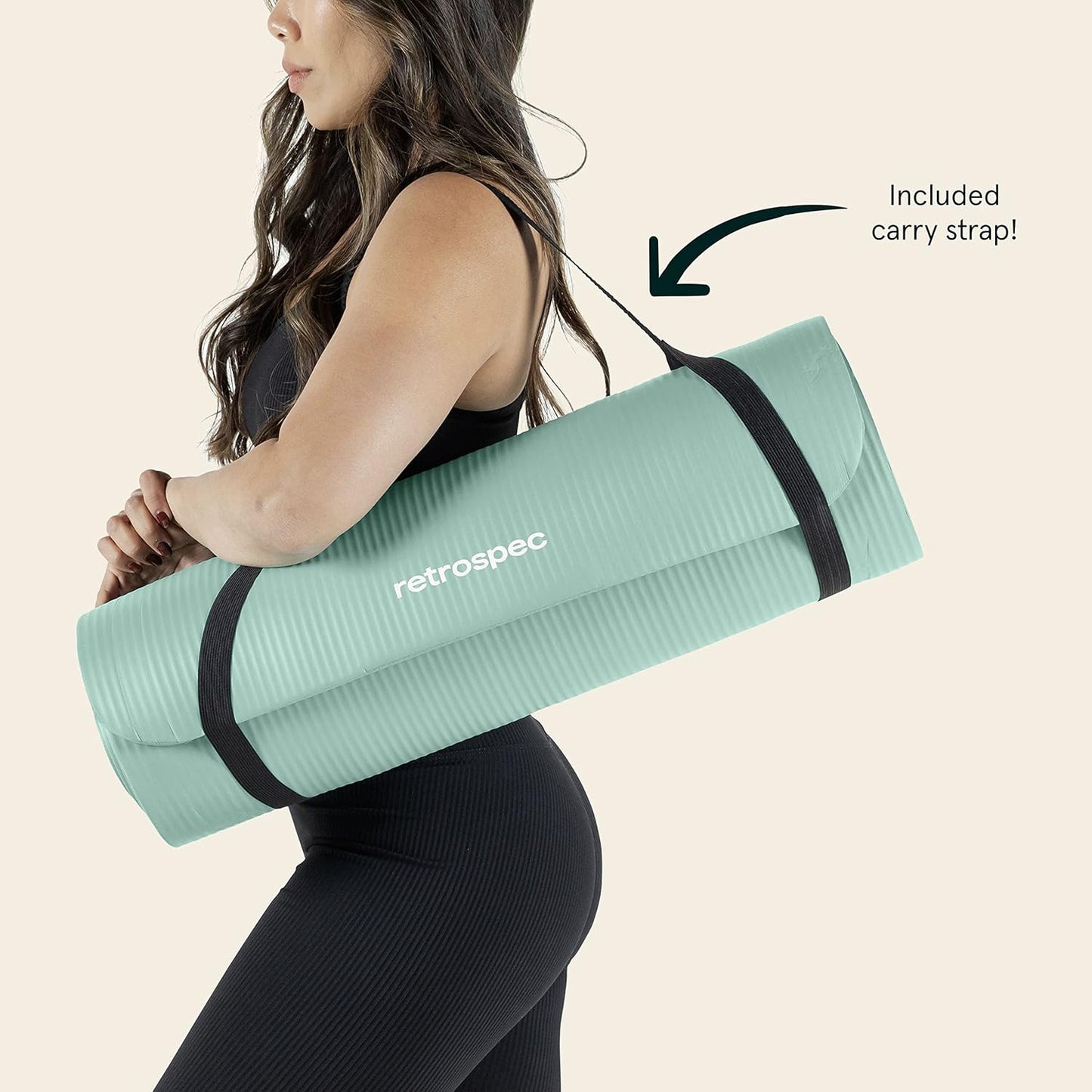 Retrospec Solana Yoga Mat 1" & 1/2" Thick w/Nylon Strap for Men & Women