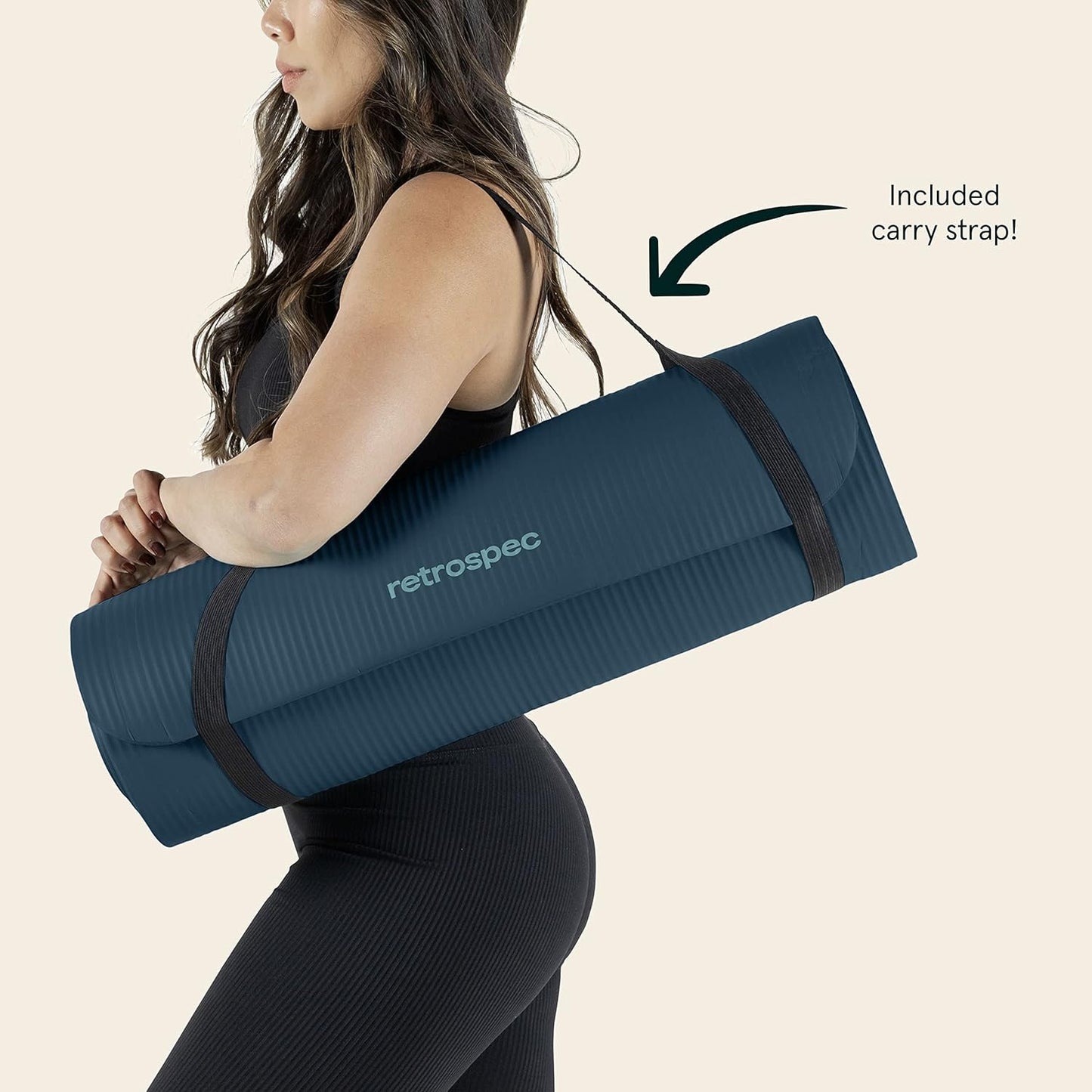 Retrospec Solana Yoga Mat 1" & 1/2" Thick w/Nylon Strap for Men & Women