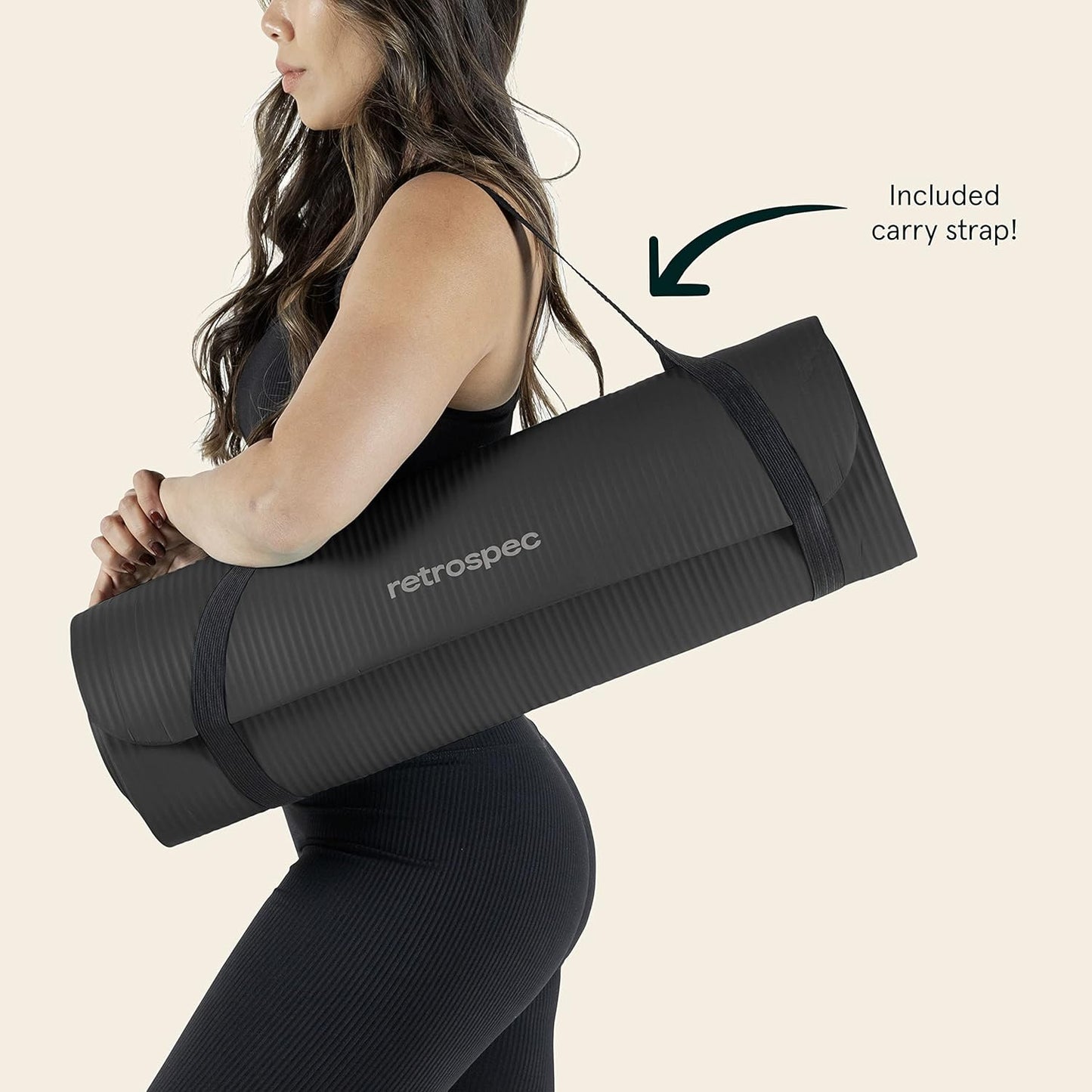 Retrospec Solana Yoga Mat 1" & 1/2" Thick w/Nylon Strap for Men & Women