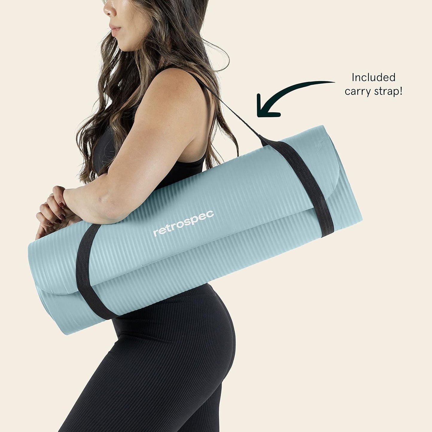 Retrospec Solana Yoga Mat 1" & 1/2" Thick w/Nylon Strap for Men & Women