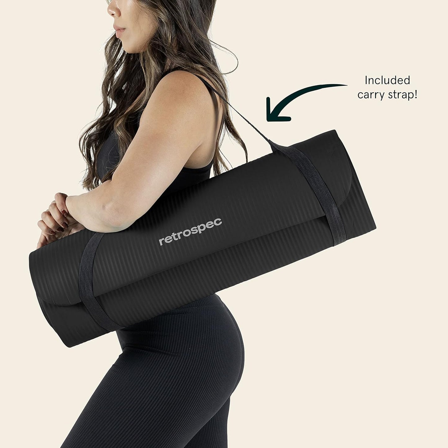 Retrospec Solana Yoga Mat 1" & 1/2" Thick w/Nylon Strap for Men & Women