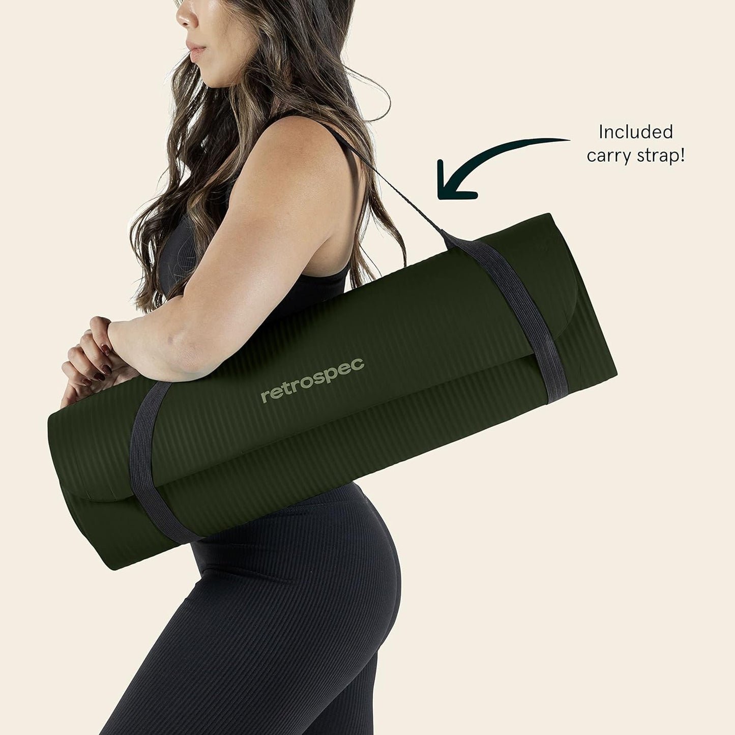 Retrospec Solana Yoga Mat 1" & 1/2" Thick w/Nylon Strap for Men & Women