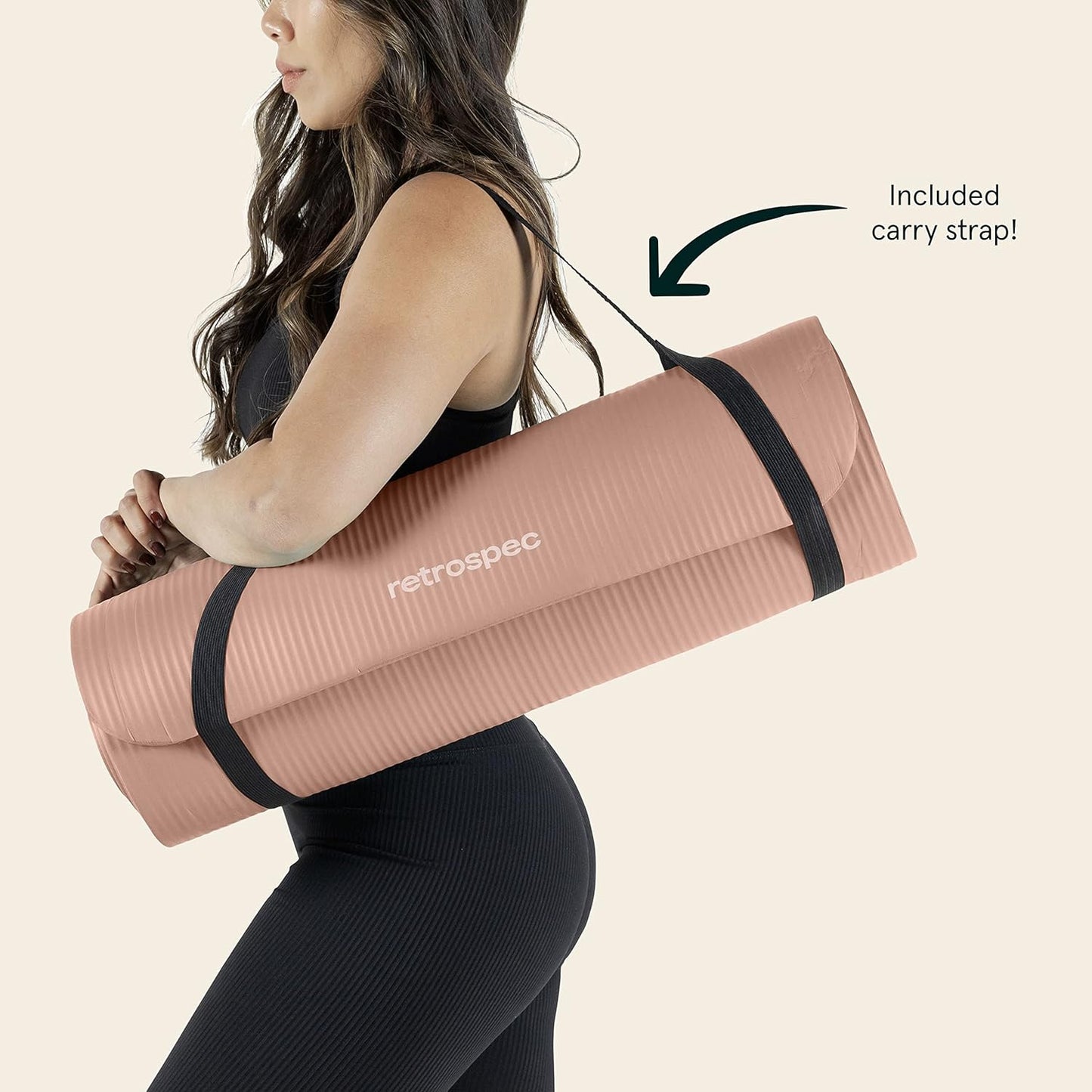 Retrospec Solana Yoga Mat 1" & 1/2" Thick w/Nylon Strap for Men & Women