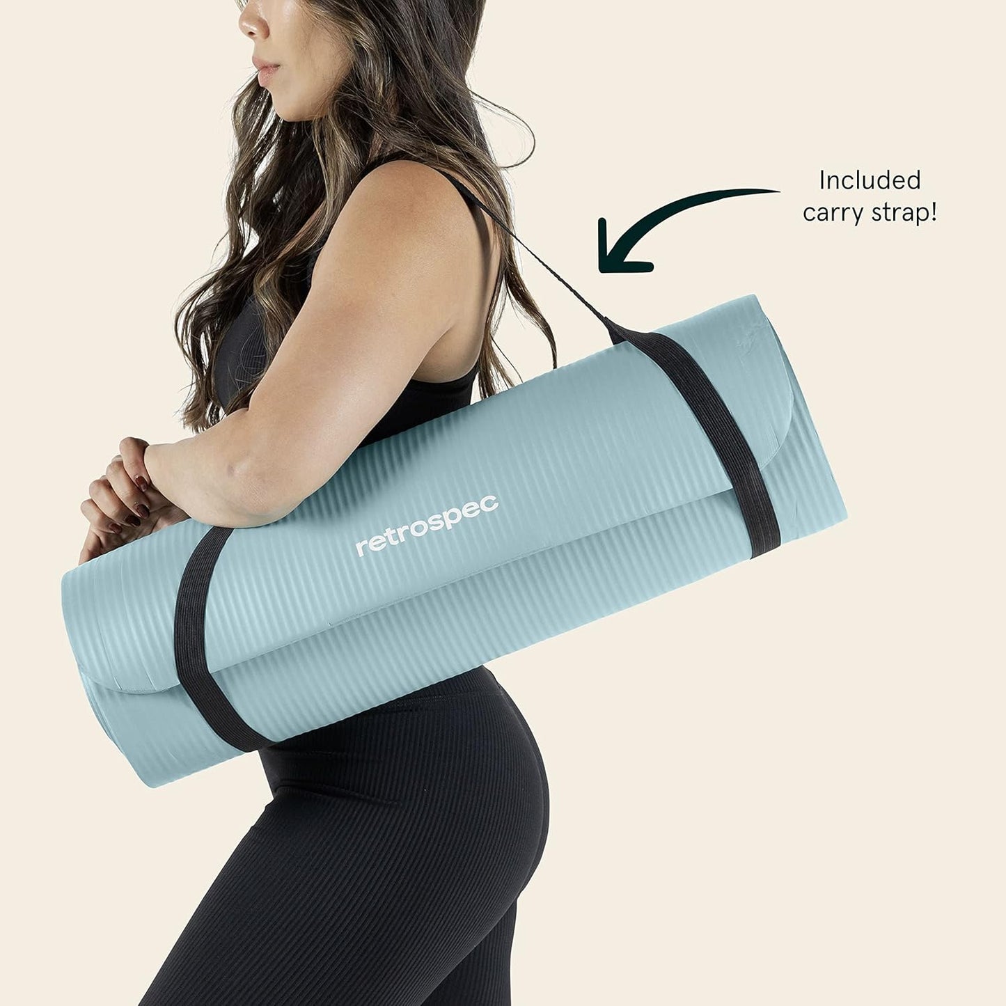Retrospec Solana Yoga Mat 1" & 1/2" Thick w/Nylon Strap for Men & Women