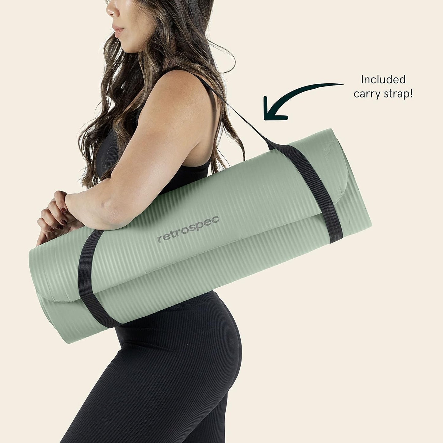 Retrospec Solana Yoga Mat 1" & 1/2" Thick w/Nylon Strap for Men & Women